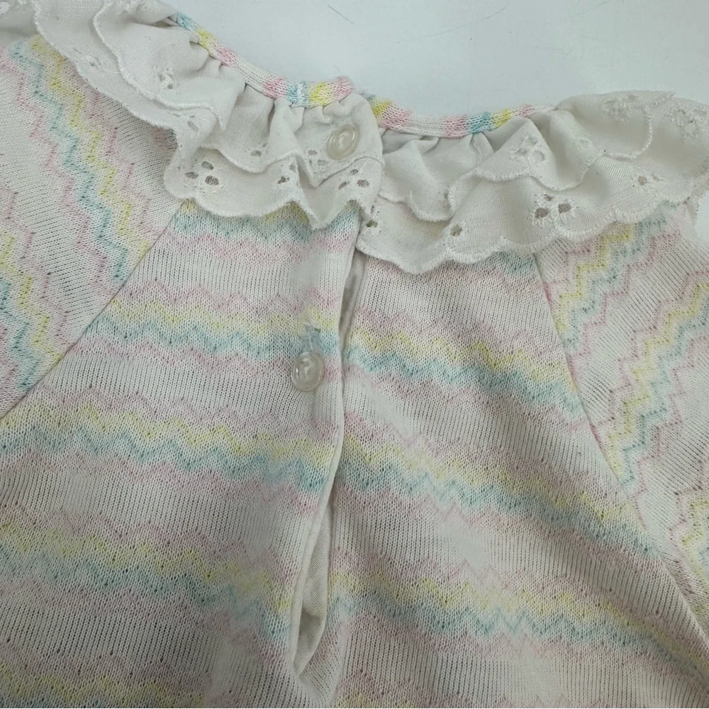 3/$15 VTG CARTERS Baby Tee 24 Months L/S Eyelet Elephant Applique Pastel Top USA